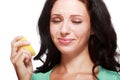 Woman tasting lemon Royalty Free Stock Photo