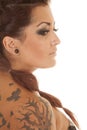 Woman tattoos head close side Royalty Free Stock Photo