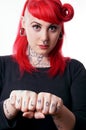 Woman with tattoos and piercings