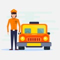 Woman taxi driver vector illustration in flat style Royalty Free Stock Photo