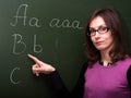Woman teacher abc chalk board Royalty Free Stock Photo