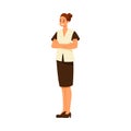 Woman Teacher Character Standing and Explaining Something Vector Illustration