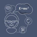 woman teacher chemistry with knowledge icons