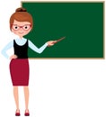 Woman teacher in full length standing at the school blackboard a Royalty Free Stock Photo