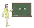 Woman teacher and listen mesage