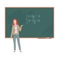 Woman teaches algebra on the blackboard vector illustration Royalty Free Stock Photo