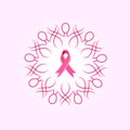 Woman team breast cancer awareness ribbon logo vector Royalty Free Stock Photo