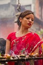 Woman of Teej festival, Durbar Square, Kathmandu, Nepal