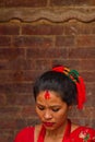 Woman of Teej festival, Durbar Square, Kathmandu, Nepal