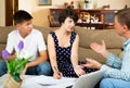 Woman with teenage son signing papers Royalty Free Stock Photo