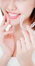 Woman with teeth invisible brace Royalty Free Stock Photo