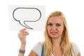 Woman with tekst balloon Royalty Free Stock Photo