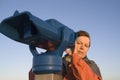 Woman and telescope Royalty Free Stock Photo