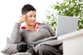 Woman teleworking at home