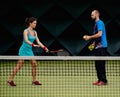 Woman tennis player and her coach Royalty Free Stock Photo