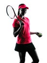 Woman tennis player sadness silhouette Royalty Free Stock Photo