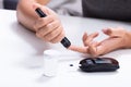 Woman Testing High Blood Sugar With Glucometer