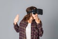 Woman testing virtual reality glasses Royalty Free Stock Photo