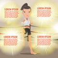 Woman Thai Boxing Action Pose Template Vector
