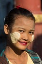 Woman Thanaka portrait face Myanmar
