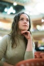 Woman theatre goer looking at dramatics play Royalty Free Stock Photo