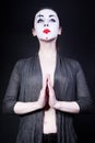 Woman in theatrical mime make-up