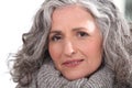 Woman with thick grey hair Royalty Free Stock Photo