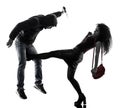 Woman thief aggression self defense isolated Royalty Free Stock Photo