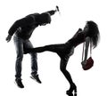 Woman thief aggression self defense isolated