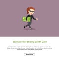 Woman thief stealing a credit card