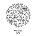Woman things set in circle shape Royalty Free Stock Photo