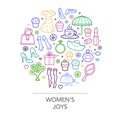 Woman things set in circle shape Royalty Free Stock Photo