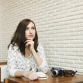 Woman Thinking Dreaming Concentration Project Concept Royalty Free Stock Photo