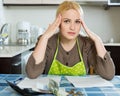 Woman thinking about the financial problems Royalty Free Stock Photo