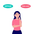Woman thinking freelance or office work
