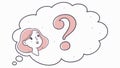 Woman Thinking with Question Mark in Bubble, vector design Generative AI Royalty Free Stock Photo