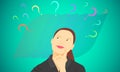 Woman thinking to get an ideas concept. vector illustration eps10 Royalty Free Stock Photo
