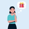 Woman thinks about present