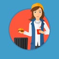 Woman throwing junk food.