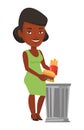 Woman throwing junk food vector illustration. Royalty Free Stock Photo