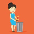 Woman throwing junk food vector illustration.