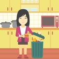 Woman throwing junk food vector illustration.