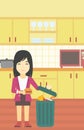 Woman throwing junk food vector illustration.