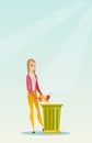 Woman throwing junk food vector illustration. Royalty Free Stock Photo
