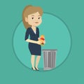 Woman throwing junk food vector illustration. Royalty Free Stock Photo