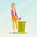 Woman throwing junk food vector illustration.