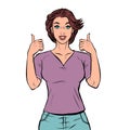 Woman thumbs up gesture