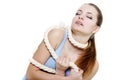 Woman tied up with rope Royalty Free Stock Photo