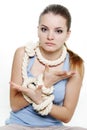 Woman tied up with rope Royalty Free Stock Photo