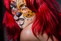 Woman with tiger face Royalty Free Stock Photo